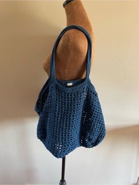 Handcrafted Navy Crochet Tote Bag for Women